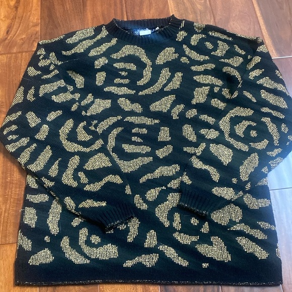 JJ Browne USA Gold Leopard Print Sweater - Picture 1 of 5